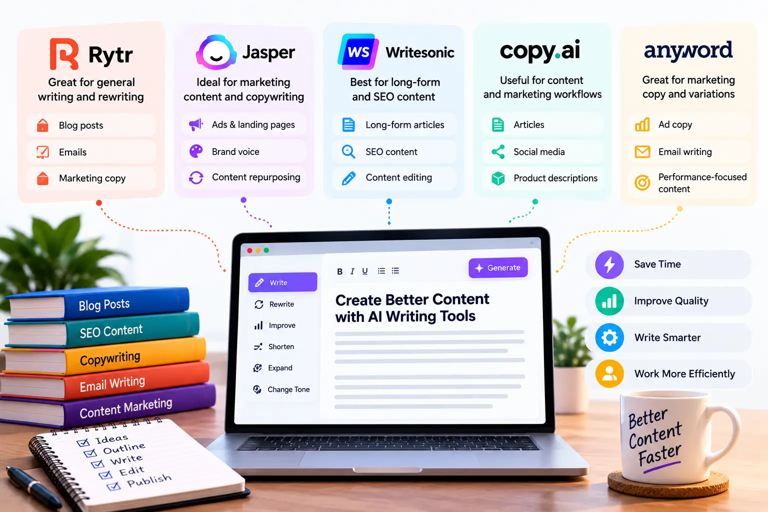 Comparison of popular AI writing tools for content creation